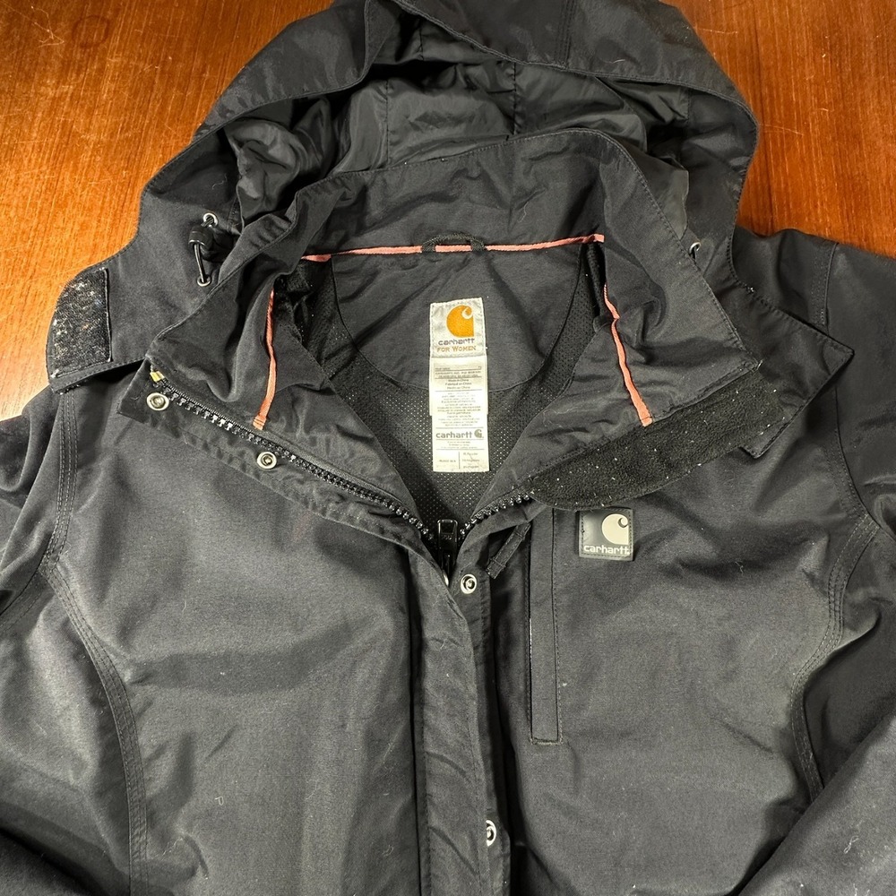 Carhartt Jacket Womens XL Black Hooded Utility Workwear Gorpcore WJ002‎ Chore